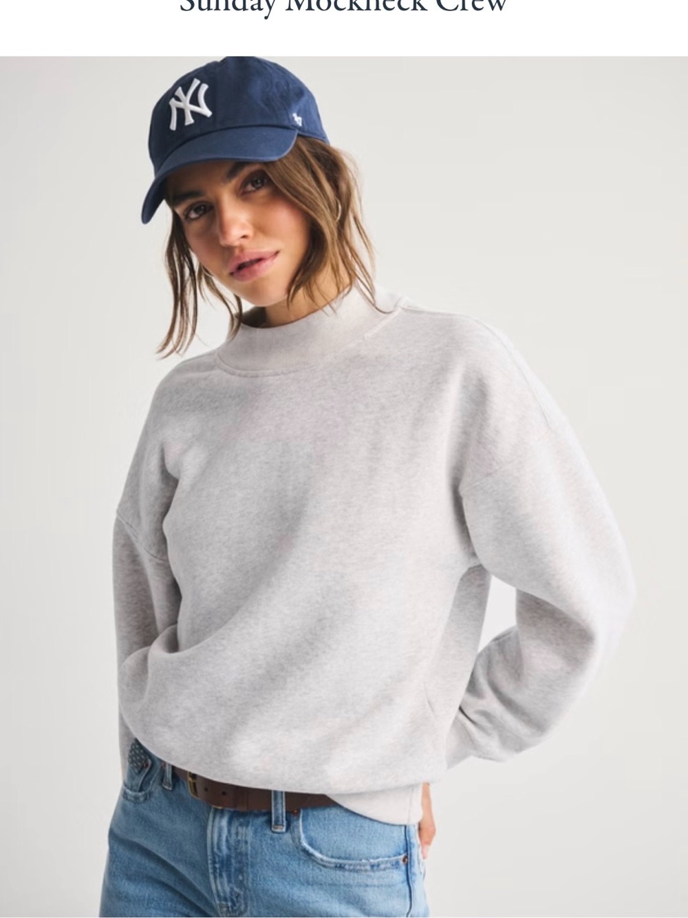Abercrombie & Fitch Light Heather Gray Mockneck Sweatshirt - Picture 2 of 4